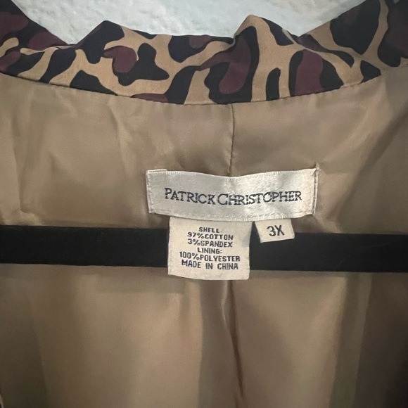 EUC Patrick Christopher Jacket, lined, animal print, 3X. - Picture 3 of 3